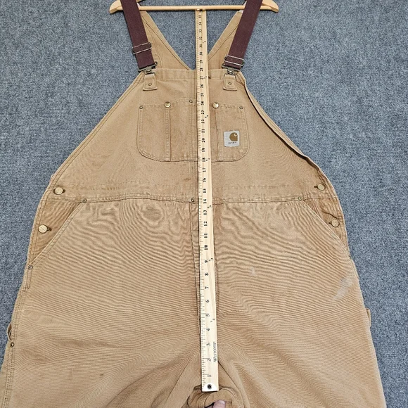 Vintage 1970s Carhartt Bibs Overalls Double Knee Duck Canvas Quilted Liner 50x32
